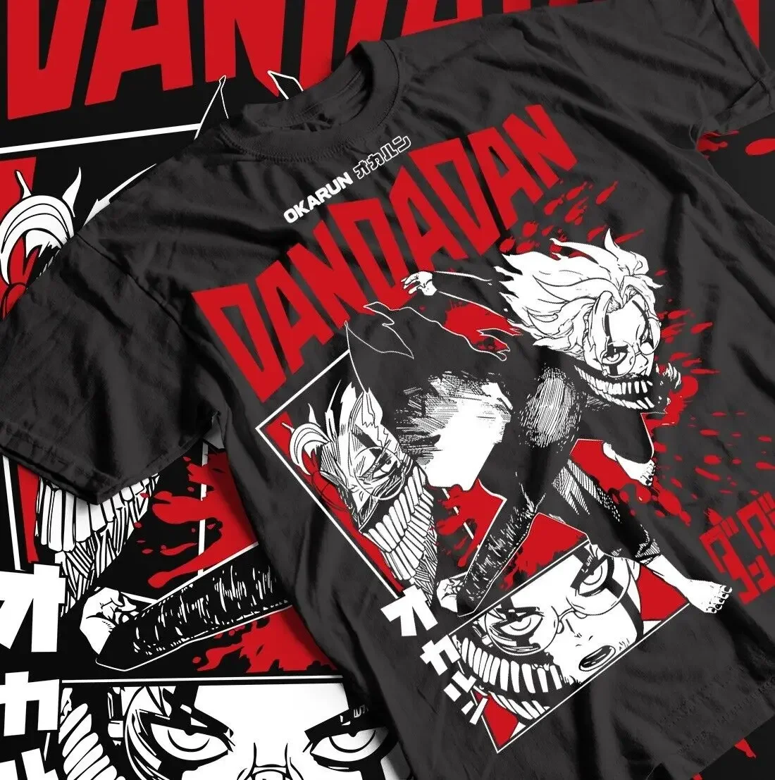 人気のダンダダン招き猫マルチパネル漫画Tシャツ、黒のルーズフ - Popular Anime Merchandise のレビューと価格