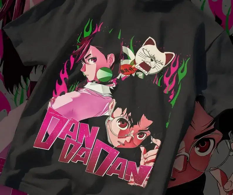人気のダンダダン招き猫マルチパネル漫画Tシャツ、黒のルーズフ - Popular Anime Merchandise のレビューと価格