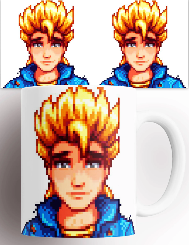 スターデューバレーの村人ピクセルポートレート白いセラミックコ - Anime Merchandise Mugs のレビューと価格